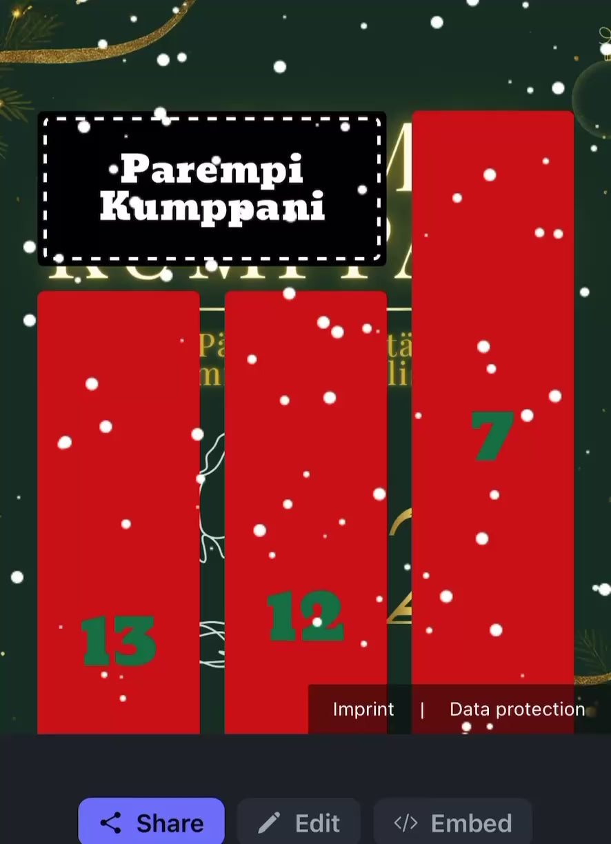 Parempi Kumppani -joulukalenteri (tumman vihreä)